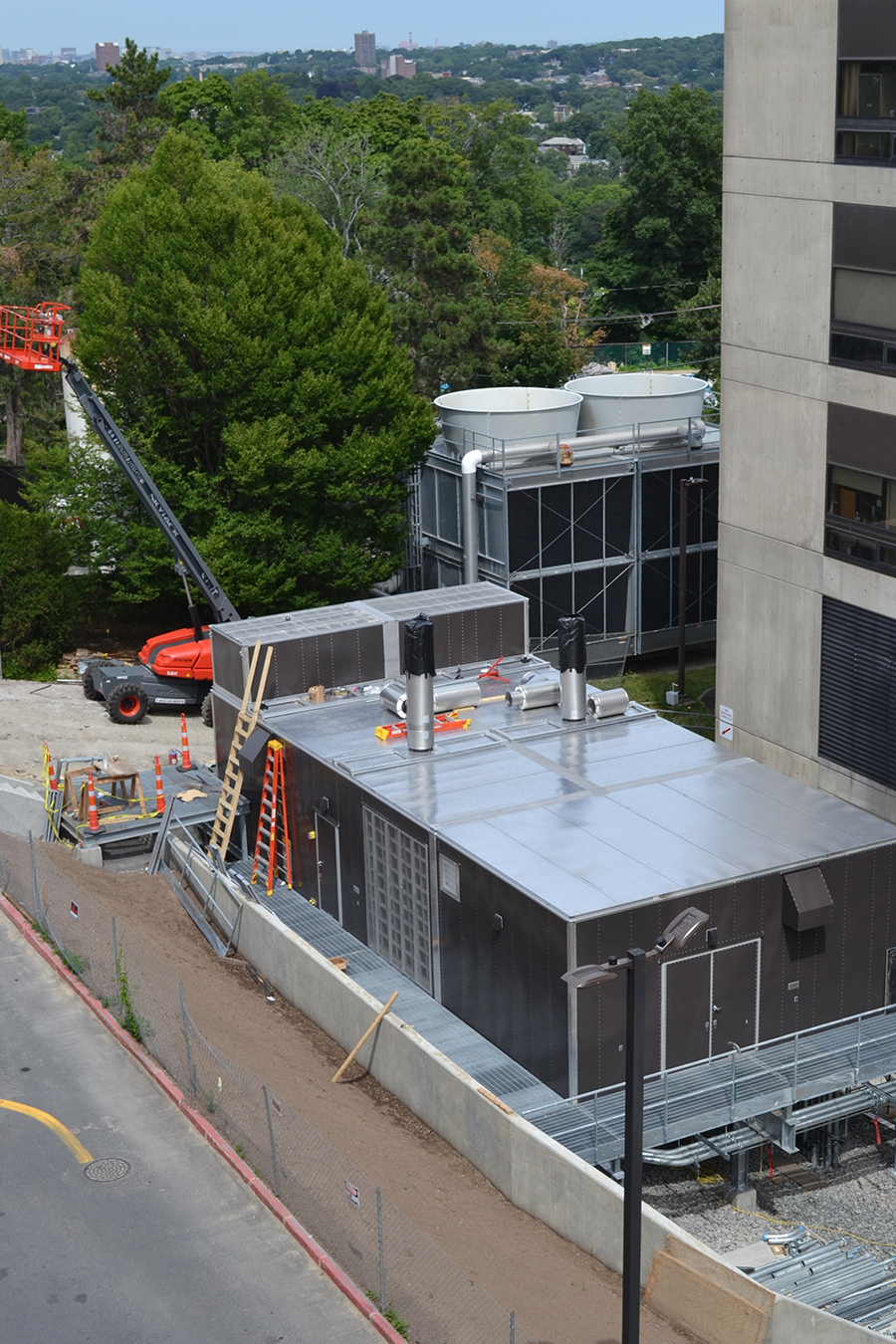 New emergency generators installed between the hospital and the Hillside Garage