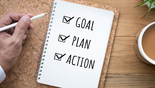 A checklist with goal, plan, action